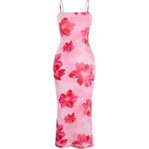 Women's Floral Summer Dress Midi Sleeveless Open Back Casual Evening